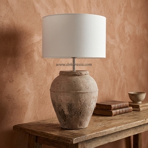 Lampe de table Baselamp 01 en céramique rustique crème, faite à la main, 30x40cm, décoration pour la maison, l'hôtel, Asie, Indonésie - Product Image 3