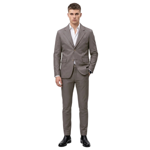 Traje de Dos Piezas Gris para Hombre, Blazer de Solapa con Muescas de un Solo Botón y Pantalones, Ropa Formal de Negocios - Product Image 2