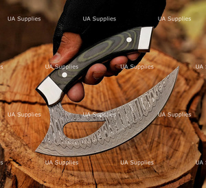 มีดเชฟมืออาชีพ UA Supplies Damascus Steel Alaskan Ulu ด้ามจับ G10 Micarta ทำมือ เป็นมิตรกับสิ่งแวดล้อม ใช้งานได้ทั้งสองมือ ทันสมัย ขายส่ง - Product Image 4