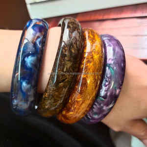 Bracelets en résine en gros avec des couleurs vives avec des effets de marbre (jade) | | Bijoux de déclaration de mode parfait | | Qualité supérieure - Product Image 5