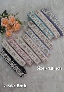 Premium Black Base Large Width Embroidered Laces for dresses sarees bridal wear and fashion embellishments. - Product Image 2