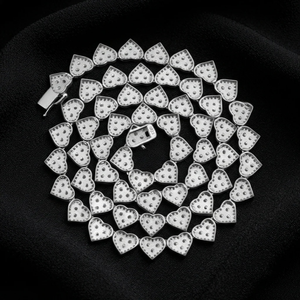 Collar de Cadena con Eslabones de Corazón de Plata 925 con Diamante Moissanita Cultivado en Laboratorio, Chapado en Plata, Joyería Unisex de Lujo Estilo Hip Hop para Boda y Compromiso - Product Image 2