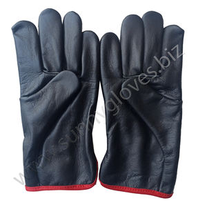 Gants de travail en cuir blanc de qualité supérieure avec finition lisse pour les tâches en extérieur et bracelet élastique professionnel - Product Image 1