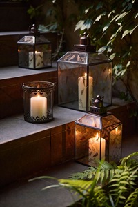 Decorative Customised Outdoor Indoor Glass <b>Candle</b> Lanterns Tall Farmhouse Floor & Hanging Set Of Metal & Glass <b>Candle</b> Lanterns - Product Image 4