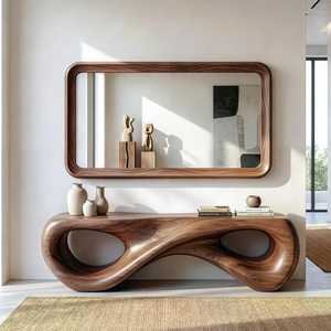 Walnut Rectangular Wall <b>Mirror</b> – Modern Wood Framed <b>Mirror</b> - Product Image 1