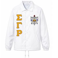 Veste de sororité Sigma Gamma Rho bleu roi avec motif de crête personnalisé, vêtement universitaire SGRho à lettres grecques, fermeture éclair intégrale sur mesure