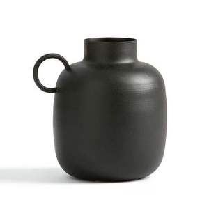 Vase à fleurs noir en métal sur mesure, forme ronde, durable, décoration intérieure et extérieure pour fleurs artificielles - Product Image 1