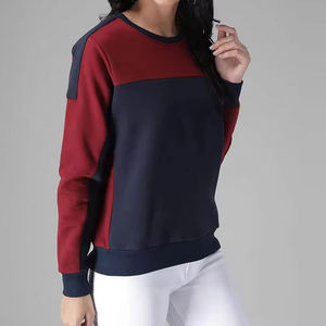 เสื้อสเวตเชิ้ตคอกลมสีบล็อกสำหรับผู้หญิง แขนยาว ผ้าฝ้ายถัก สวมใส่สบายๆ ในฤดูใบไม้ร่วง - Product Image 1