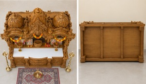 Super Large Size Designer Pooja Temple with Storage Cabinet Custom Made Handcrafted Puja <b>Mandirs</b> For Villas Wholesale Prices - Product Image 3