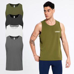 เสื้อกล้ามผู้ชาย คอกลม สีพื้น แห้งเร็ว สไตล์สปอร์ต ผ้าโพลีเอสเตอร์ ดีไซน์โลโก้ด้านหน้า - Product Image 1