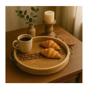 Bandejas de madera natural para servir té o café, disponibles en formas redondas y rectangulares. - Product Image 4