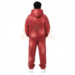 Ensemble de pantalon et sweat à capuche décontracté confortable effet délavé, en tissu doux, pour un look moderne et détendu - Product Image 3