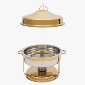 Elegant Round Stainless Steel Gold Chafing Dish <b>Buffet</b> <b>Warmer</b> for Weddings And Events At Cheap Price - Product Image 5