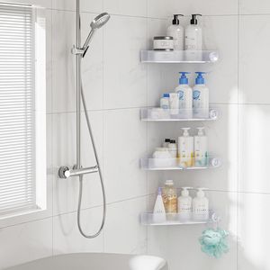 Lot de 4 étagères d'angle adhésives en plastique pour douche, 90 degrés seulement, pour rangement et organisation dans la salle de bain - Product Image 2