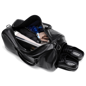 Bolsa de Viaje de Cuero Genuino para Hombre, Bolsa de Gimnasio con Cierre y Correa Ajustable, Bolsa de Fitness - Product Image 2