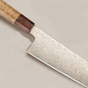 Custom Handmade <b>Copper</b> <b>Damascus</b> <b>Knife</b> With Slim Profile And Wooden Grip For Fish Cleaning And Processing - Product Image 2