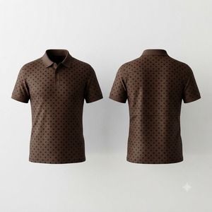 เสื้อโปโลลายจุดสีน้ำตาลพรีเมียม แขนสั้น ผ้าฝ้าย สำหรับผู้ชาย สวมใส่สบาย เหมาะสำหรับเล่นกอล์ฟ ระบายอากาศได้ดี แฟชั่นฤดูร้อนสำหรับผู้ชาย - Product Image 1