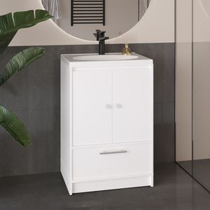 Meuble de salle de bain Madison blanc avec deux portes et deux tiroirs - Product Image 1