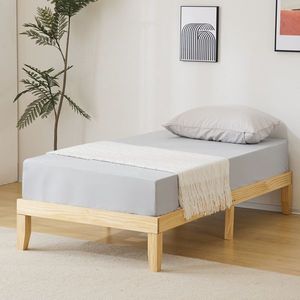 Natural Finish Painted <b>Pine</b> Wood Twin <b>Bed</b> <b>Frame</b> Simple and Sturdy for Kids' Bedroom Furniture - Product Image 5