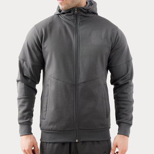 Conjunto Deportivo Informal para Hombre, Color Gris, con Capucha y Cremallera Completa, Pantalones Deportivos de Color Sólido con Bolsillos Laterales, Transpirable, de Poliéster, para Otoño - Product Image 2
