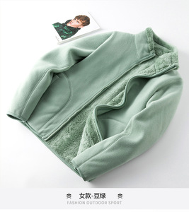 Veste unisexe en polaire épaisse, col montant, fermeture éclair, manteau d'hiver, doublure en sherpa, vêtement d'extérieur décontracté et chaud - Product Image 3