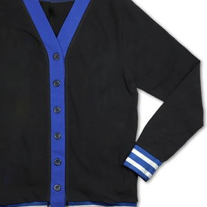 Cárdigan de Punto a Rayas Negro para Hombre ZPB, Suéter de Algodón y Lana con Letras Griegas Personalizadas OEM, Transpirable, Informal, Ropa Universitaria de Invierno - Product Image 2