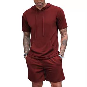 Conjunto de Pantalones Cortos y Sudadera con Capucha de Manga Corta para Hombre, Informal, de Verano, 100% Algodón, Trajes Deportivos Informales, Tallas Grandes, Trajes de Gimnasio - Product Image 6