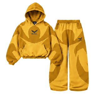 <b>Yellow</b> Oversized <b>Hoodie</b> Sweatpants Set Unisex Streetwear Casual Pullover Matching Tracksuit Relaxed Fit Winter Outfit Clothing - Product Image 1