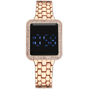 6017 Square Rhinestone Touch Screen LED <b>Digital</b> <b>Watch</b> <b>Ladies</b> Stainless Steel Bracelet Wristwatches Clock Zegarek Damski - Product Image 3