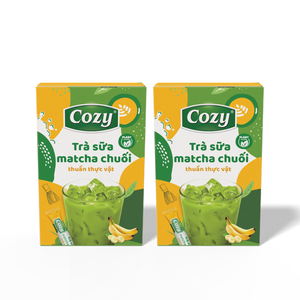 Free Samples Pre Mix Drink 3in1 Dried Fruit Duplex Paper Boxes Cozy Tea 4in1 Banana Matcha Milk Tea Banana Flavor - Product Image 1