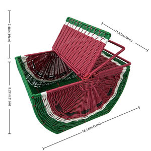 Panier tissé à main en rotin en plastique coloré pour la décoration et le stockage à la maison - Product Image 5