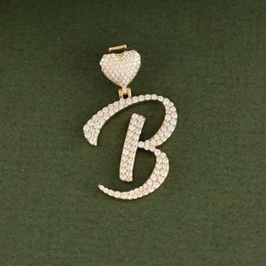 Colgante de Plata de Ley 925 con Letra B Personalizada, Chapado en Oro, con Diamantes de Imitación CZ, Estilo Hip Hop, Unisex, para Regalo - Product Image 2