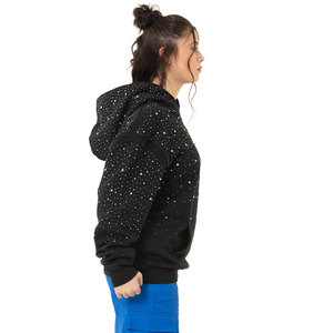 Sweat-shirt à capuche noir imprimé étoiles, pull en polaire surdimensionné avec poche, unisexe, décontracté, pour l'automne - Product Image 3