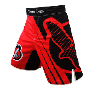 Shorts MMA pour homme noir et blanc avec imprimé crâne et éclairs, ajustés, anti-humidité, séchage rapide, légers, respirants, en polyester - Product Image 6