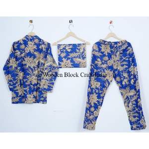 Conjunto de Pijama Casual de Algodón con Cuello en V y Estampado Floral para Mujer, Primavera, Verano, Otoño, Cintura Elástica Delantera, Dos Piezas, Secado Rápido - Product Image 5