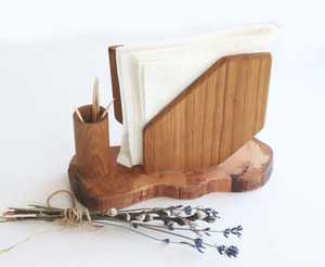 Support de boîte à mouchoirs en bois fait main vintage pour la maison, la table à manger, le café - Product Image 6