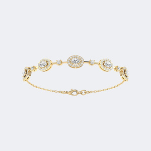 2.00CTW Round Oval Halo <b>Set</b> Diamond Station Bracelet <b>Gold</b> Lab Grown Multi Shape Cluster Jewelry for Women - Product Image 5