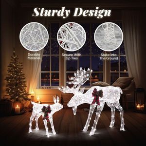 2 pezzi 4ft 30V 3.6W Moose famiglia 200LED stringa di pelle luce bianca giardino alce decorazione per decorazioni giardino giardino - Product Image 4