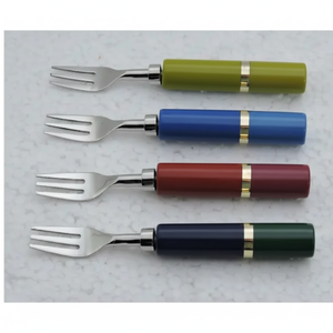 Juego de tenedores contemporáneos de acero inoxidable con mango de resina para bodas, eventos, restaurantes, hoteles, juego de accesorios de vajilla modernos. - Product Image 2