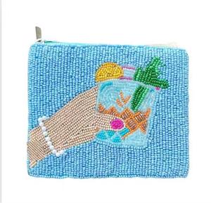 GLAS Find similar icon Handmade Beaded Coin <b>Purse</b> Small Square White Pouch with <b>Pink</b> Horseshoe Heart and Star Design Pouch - Product Image 6