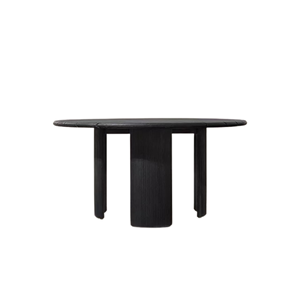 Contemporary Black <b>Round</b> Solid Teak Wood <b>Outdoor</b> Dining <b>Table</b> Premium Fluted Base UV-Resistant Luxury Villa Hotel Furniture - Product Image 6