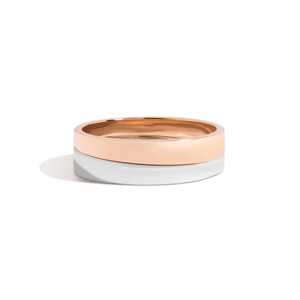 Two Tone Men's Wedding Band Set 14K 18K Solid Gold Modern Minimalist Stackable Tapered <b>Rings</b> For Him B2B Factory Price Wholesale - Product Image 1