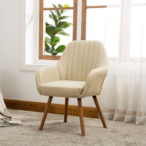 Fauteuil d'appoint contemporain Tuchico en tissu beige pour salon - Product Image 1