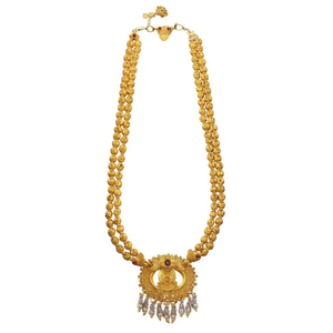 Traditional Matte Pota Stone and <b>Pearl</b> Temple Long <b>Necklace</b> <b>Set</b> - Product Image 2