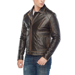Hot Selling Bomber Genuine Leather <b>Jacket</b> Custom Pockets New Fashion <b>Men</b> Motorcycle Leather <b>jacket</b> for <b>men</b> - Product Image 3
