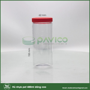ขวดพลาสติกเวียดนาม Pavico Food PET ฝาเกลียว พิมพ์ลายด้วยความร้อน สีตามสั่ง 480 มล. รับผลิตแบบ OEM / ODM รุ่น AH480 - Product Image 2