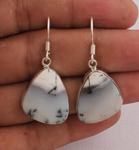 Natural Dendritic <b>Opal</b> <b>Earrings</b> 925 Sterling Silver Handmade Shalin Gemstone Drop <b>Earrings</b> Wholesale Unique Dendrite Jewelry - Product Image 1
