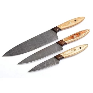 Couteau à découper en acier Damas forgé à la main, très vendu, avec différentes couleurs de bois. Couteau de chef en acier damas pour la cuisine - Product Image 2