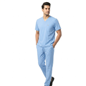 Unisex Cotton Worsted Fabric Scrub Uniform Medical <b>Doctor</b> <b>Set</b> OEM Factory Custom Logo Design Hospital Clothing Needle Detection - Product Image 3