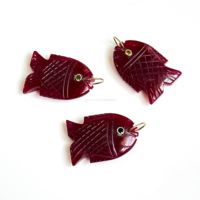 Pendentif Poisson en Rubis AAA, Collier en Argent 925 Fait Main avec Breloque Poisson en Pierre Précieuse, Bijou en Cristal de Guérison Sculpté à la Main, Fournisseur en Gros